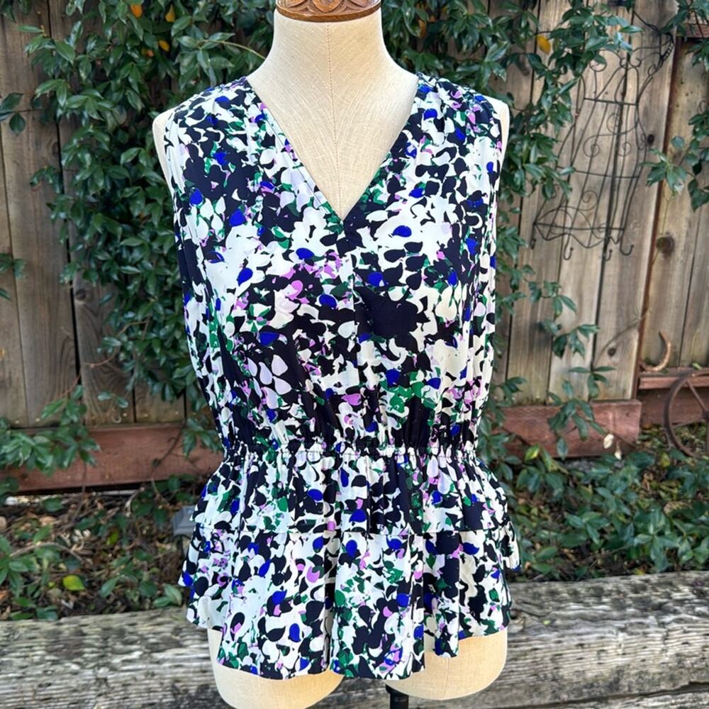 Banana Republic Sleeveless Flowy Floral V-neck Blouse Top Women's Size XS